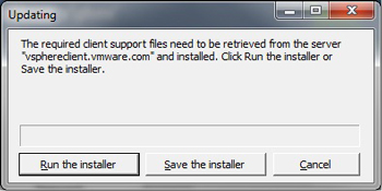 When an older vSphere Client attempts to connect to a newer ESXi server, an updated client installation is required.