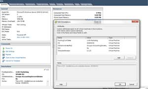 This virtual machine has a number of attributes defined and populated as well as the notes field providing a description of the VM.