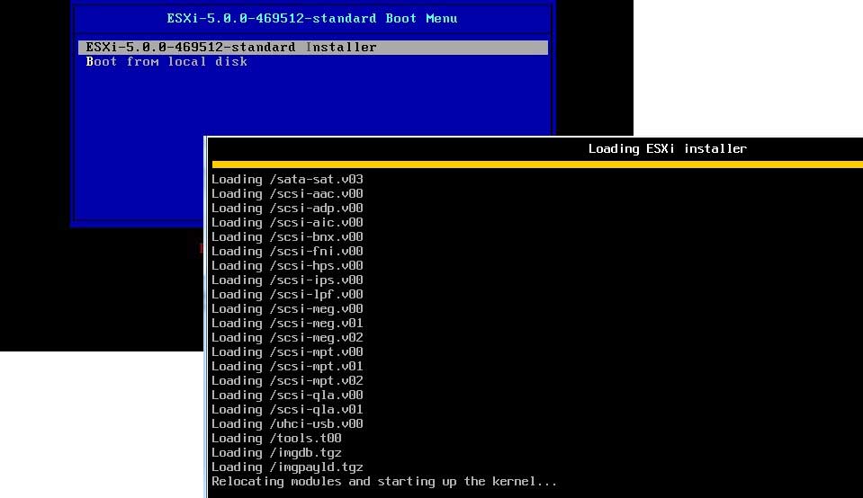 The ESXi 5 installation wizard