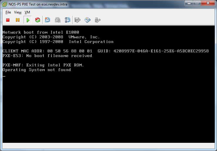 This virtual machine didn't find any bootable drive locally or service on the network.