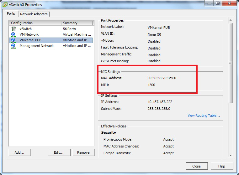 The MAC address of additional vmkernel interfaces won't use the host MAC identifier.