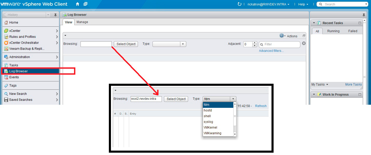 Gathering the logs from the Web Client is easy to find on the Home tree.