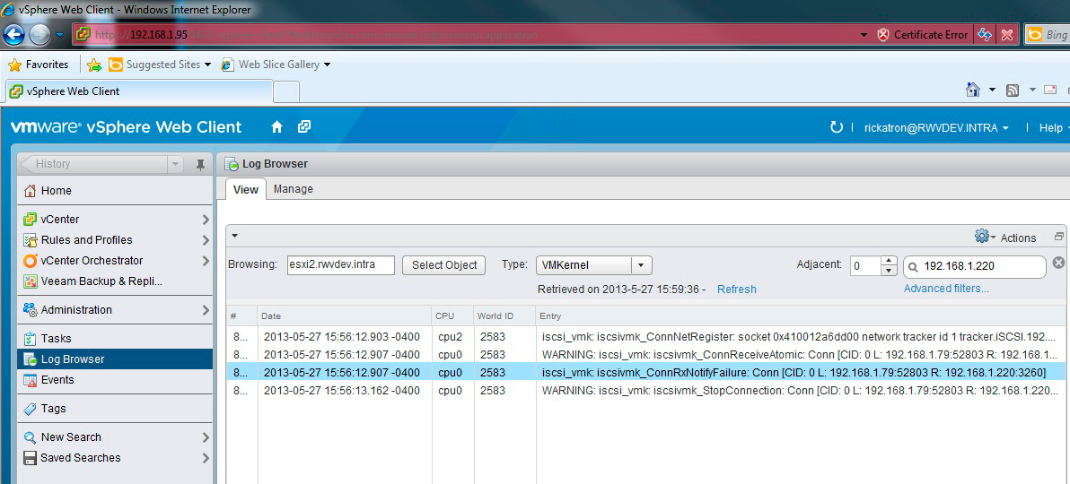 Gathering the logs from the Web Client is easy to find on the Home tree.