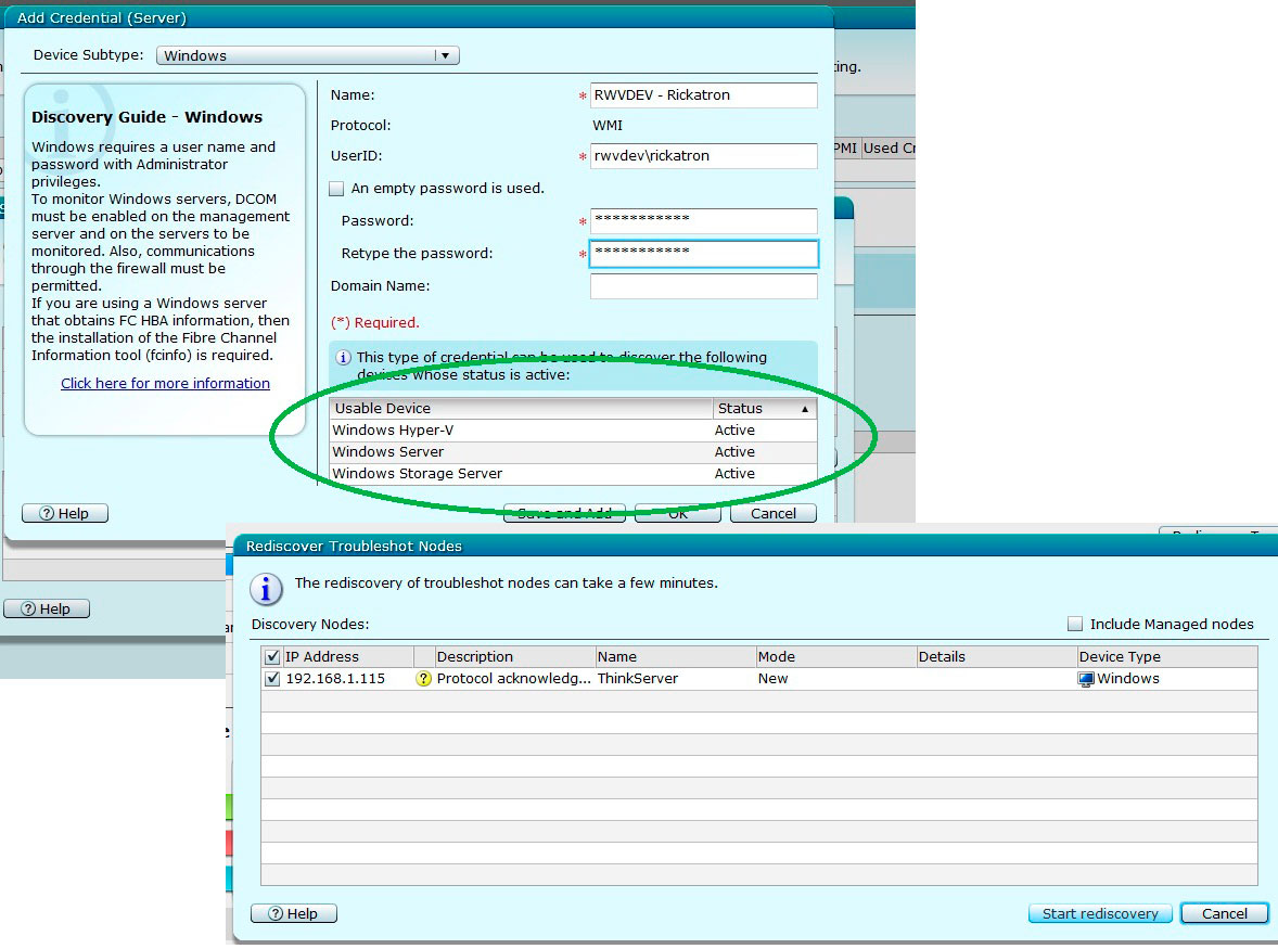 Once the server has credentials added; the roles are enumerated in EasyManage.