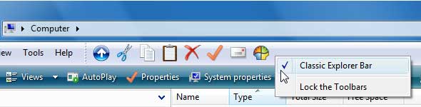 Enabling classic toolbars
