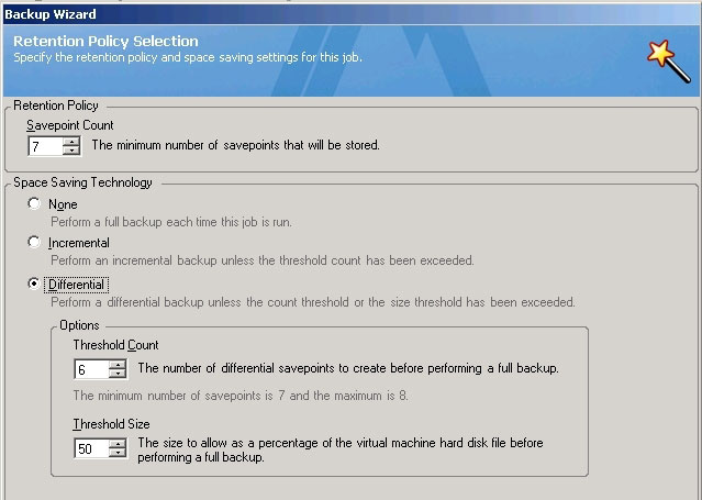 Selecting the ABM option in vRanger.